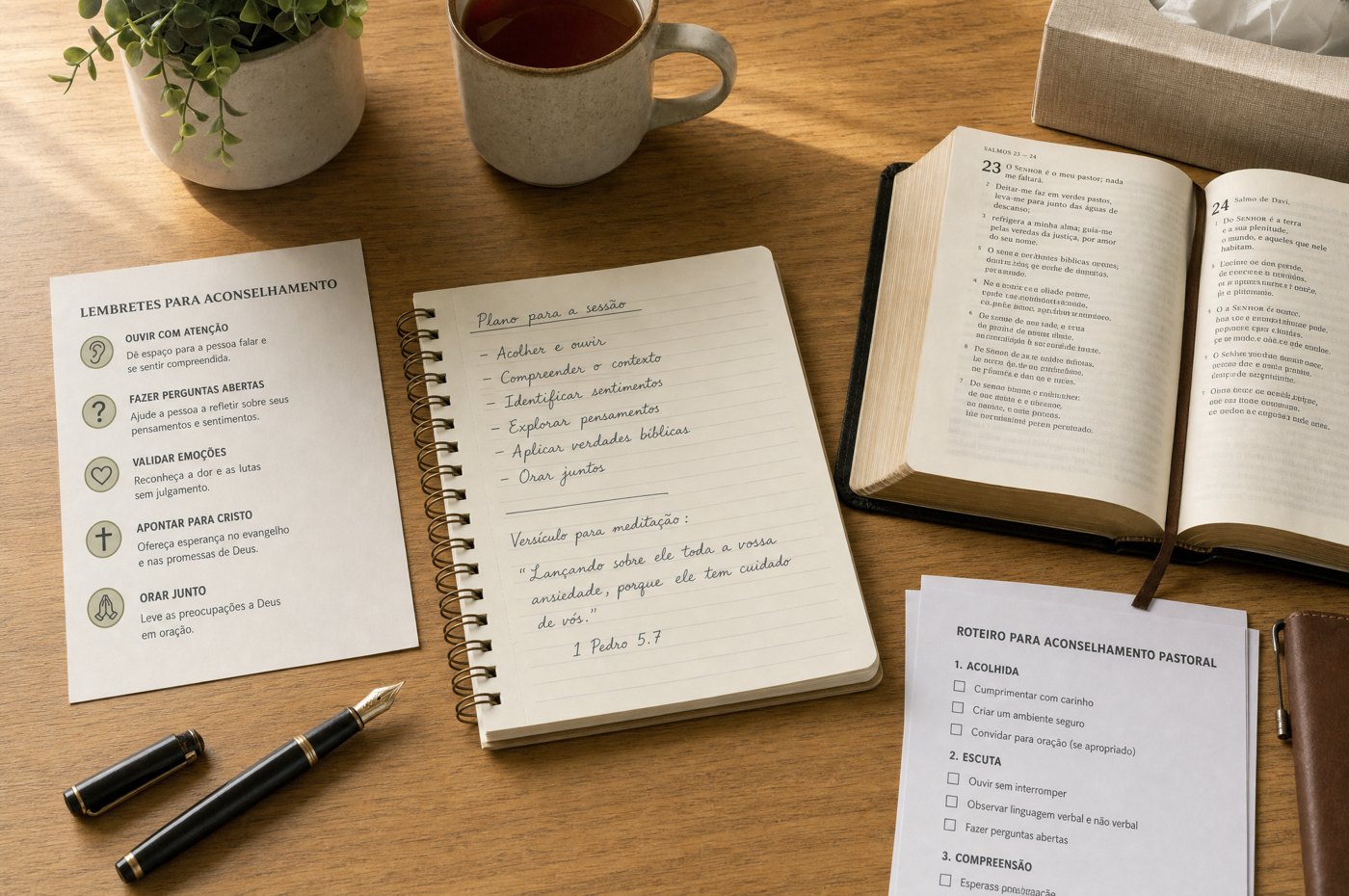 The counselor's material ready on the desk
